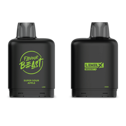 Flavour Beast Level X Boost 25K pod — Super Sour Apple Iced flavour | Supa Vapes Canada