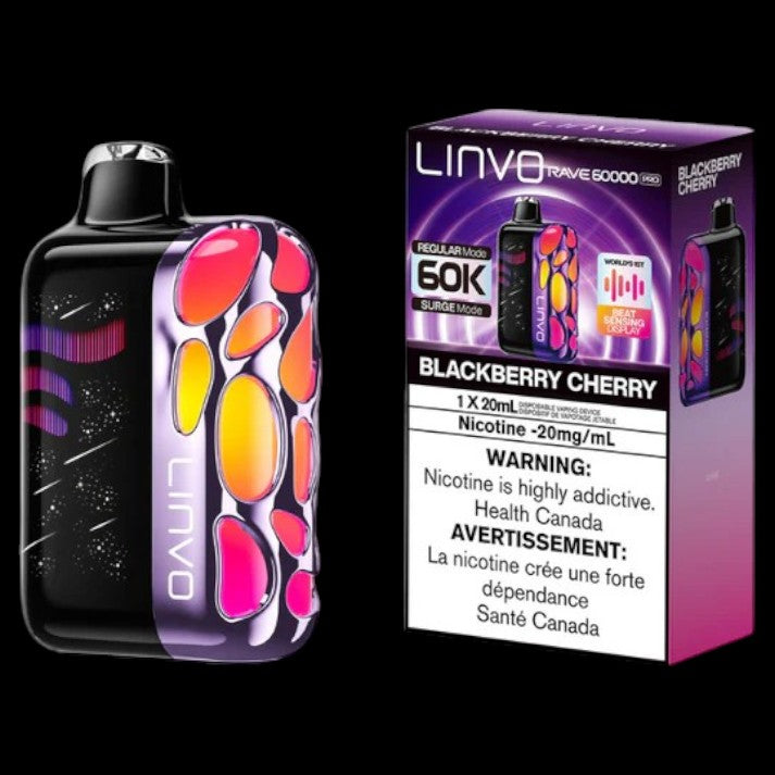 Flavour: Blackberry Cherry Disposable Vape Get the Linvo Rave 60000 Pro in Ottawa and Hawkesbury. Enjoy up to 60,000 puffs, smart display, and adjustable airflow. Long-lasting and premium flavour.
