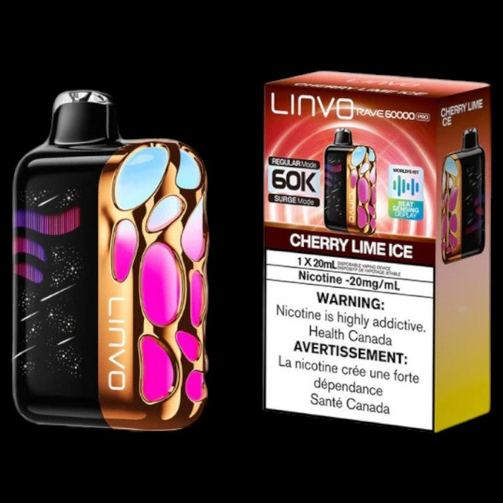 Flavour: Cherry Lime Ice Disposable Vape Get the Linvo Rave 60000 Pro in Ottawa and Hawkesbury. Enjoy up to 60,000 puffs, smart display, and adjustable airflow. Long-lasting and premium flavour.