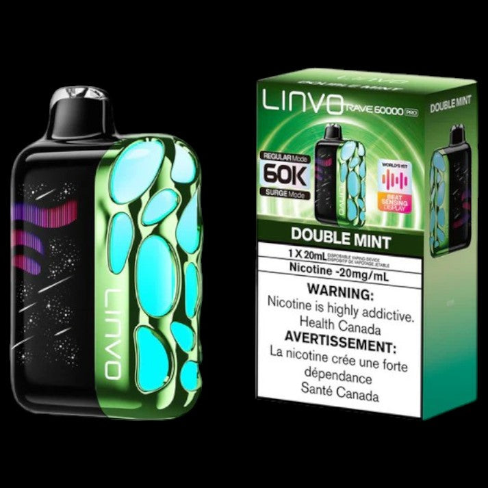 Flavour: Double Mint Disposable Vape Get the Linvo Rave 60000 Pro in Ottawa and Hawkesbury. Enjoy up to 60,000 puffs, smart display, and adjustable airflow. Long-lasting and premium flavour.