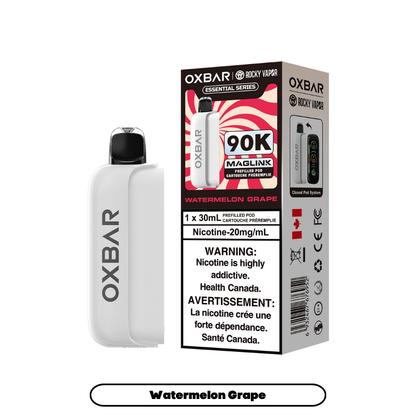 OXBAR 90K vape prerfilled pod device and packaging on a white background