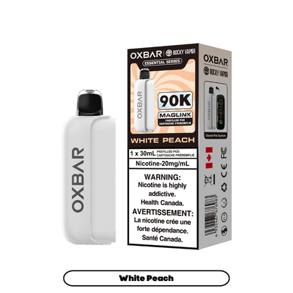 OXBAR 90K vape prerfilled pod device and packaging on a white background
