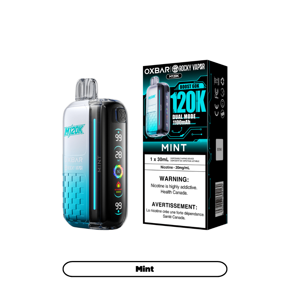 Rocky Vapor Oxbar M120K Disposable Vape in Mint flavour | Supa Vapes Canada