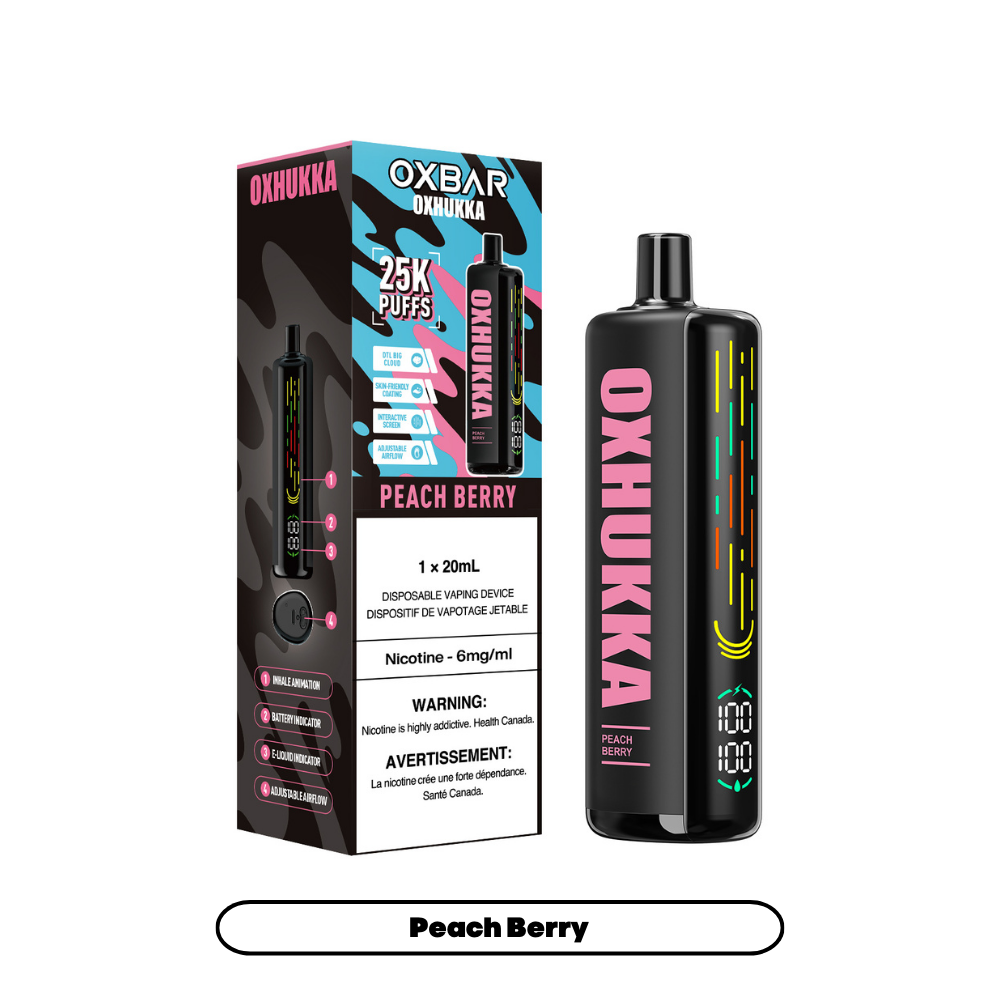 OXBAR Oxhukka Lemon Mint disposable vape, 20mg/mL nicotine strength, long-lasting with powerful 1000mAh rechargeable battery, designed for Ontario and Quebec vapers.