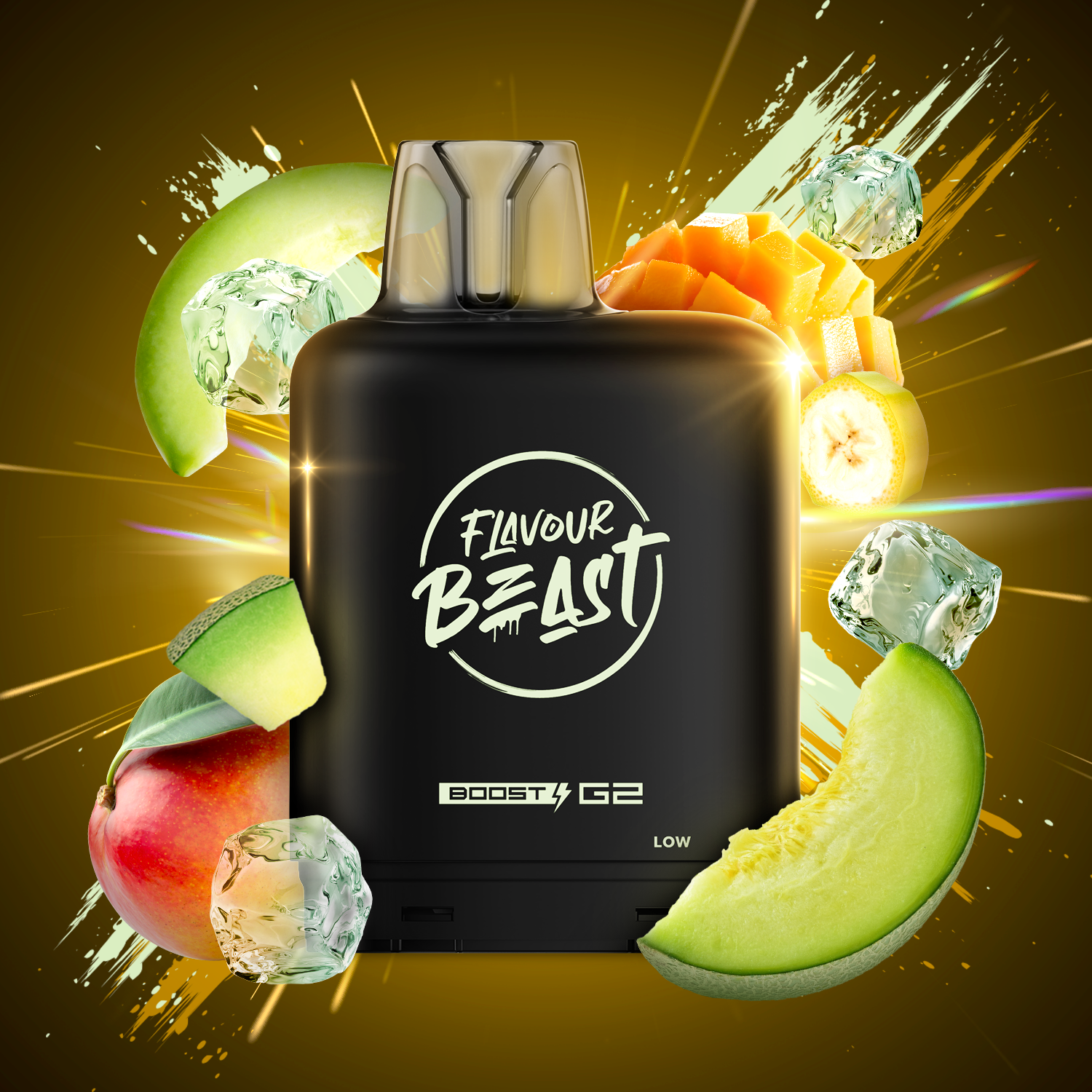 Flavour Beast level X boost 25K STR8 Up Strawberry Banana Iced - long-lasting Level X Boost vape with intense flavour delivery, available in Hawkesbury, Ottawa, and across Ontario.