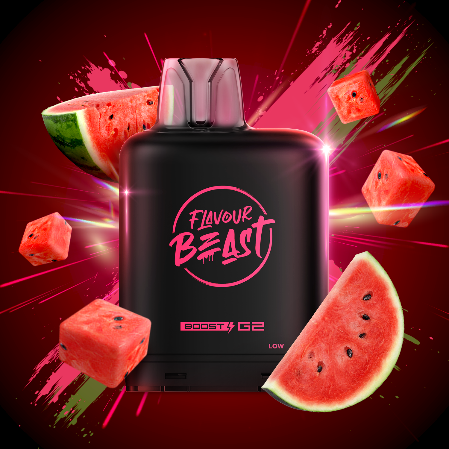 Flavour Beast Level X Boost 25K, Blastin' Banana Mango flavour pod, offering up to 25,000 puffs, long-lasting hybrid vaping device, rich taste and durable performance, ideal for vapers in Ontario and Quebec.