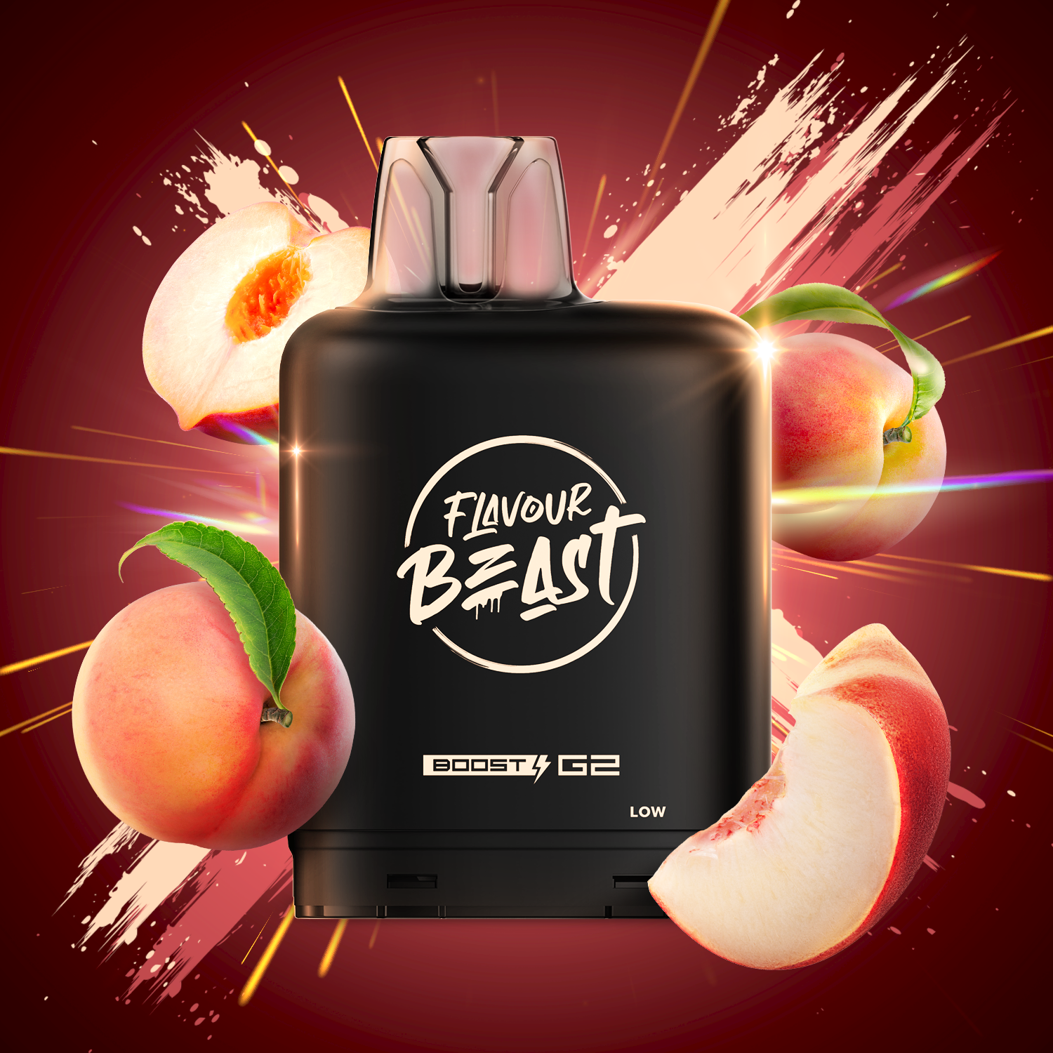 Flavour Beast Level X Boost 25K, Ragin Razz Mango Iced flavour pod, 20mL capacity, up to 25,000 puffs, premium hybrid vaping device designed for Ontario and Quebec users.