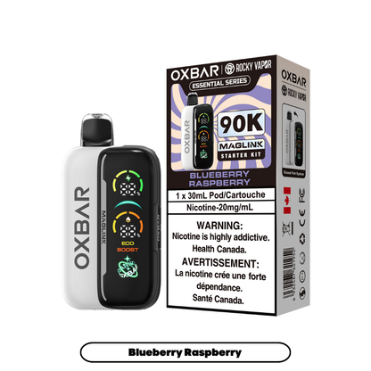 Rocky Vapor Oxbar Megalink Blueberry Raspberry 90K on white background