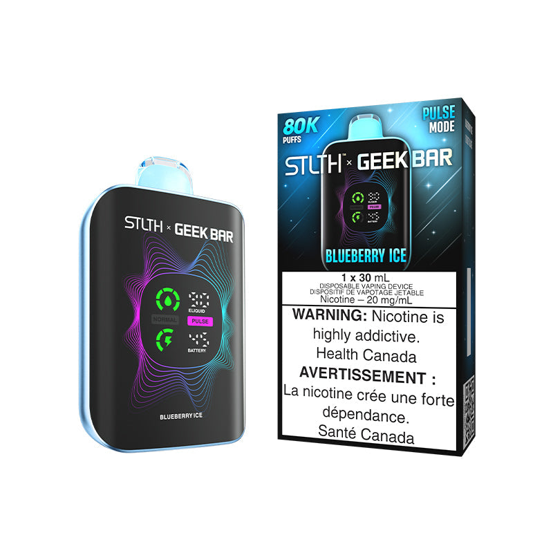 STLTH x Geek Bar 80K disposable vape — Blueberry Ice flavour | Supa Vapes Canada