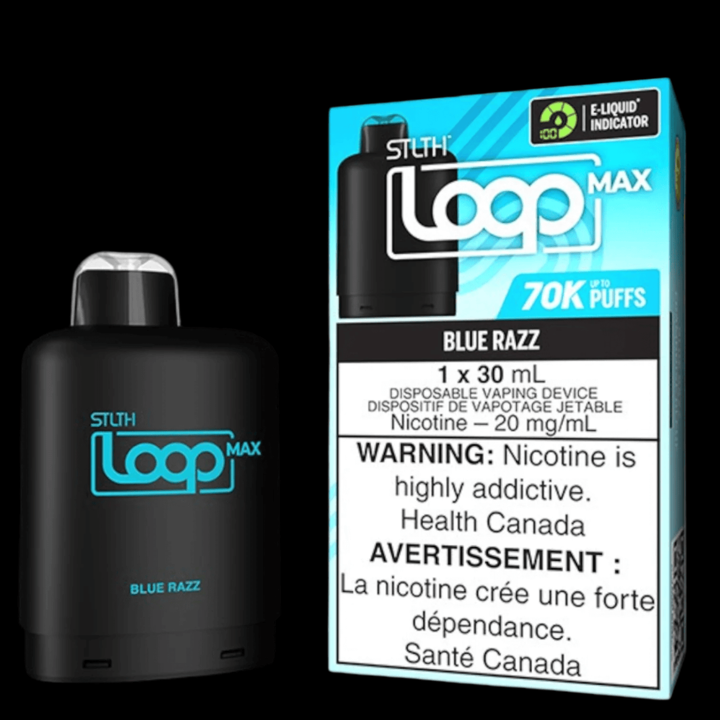 STLTH loop MAX Blue Razz - flavor-rich disposable vape for everyday satisfaction, available in Hawkesbury, Ottawa, and across Ontario.