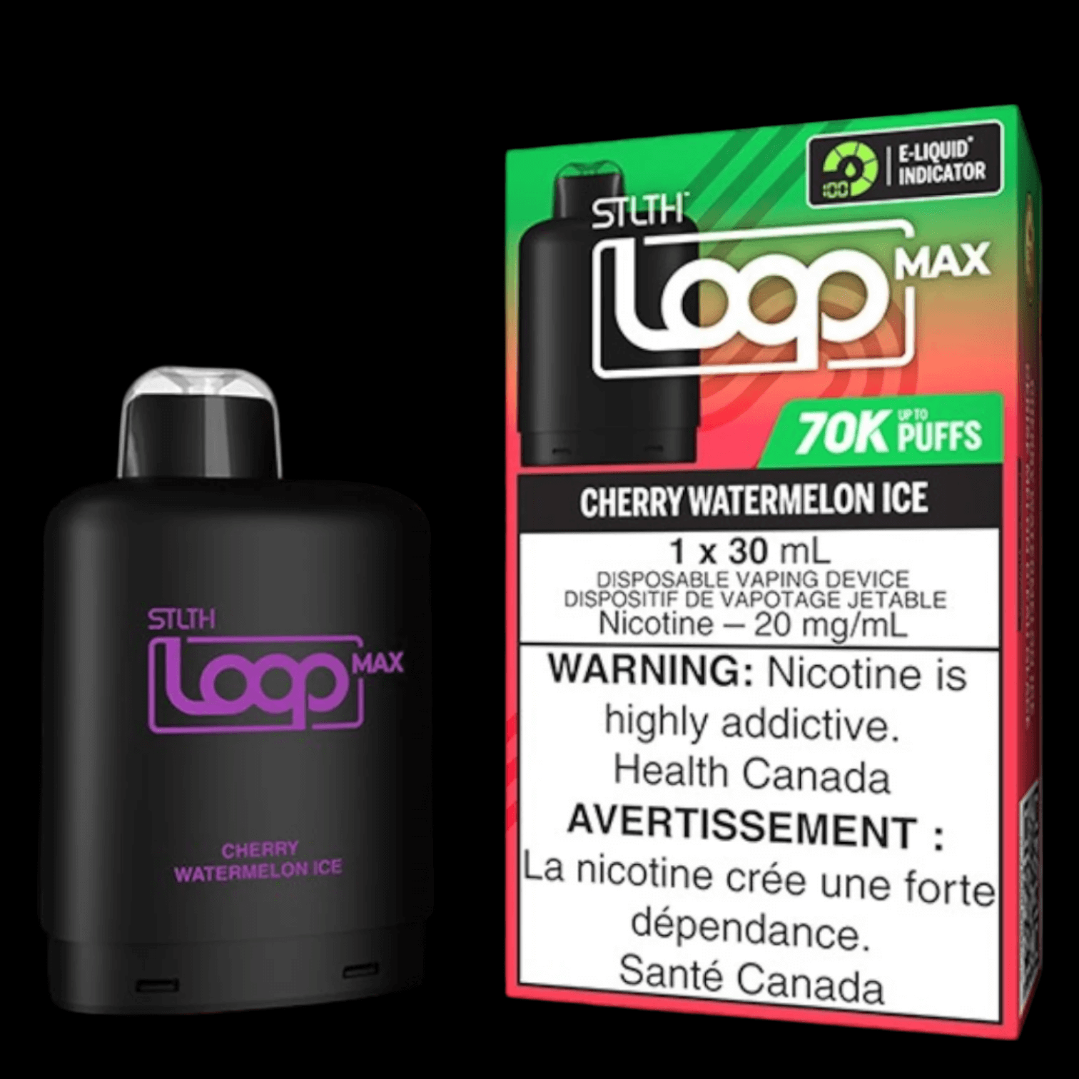 STLTH loop MAX Cherry Watermelon Ice - flavor-rich disposable vape for everyday satisfaction, available in Hawkesbury, Ottawa, and across Ontario.