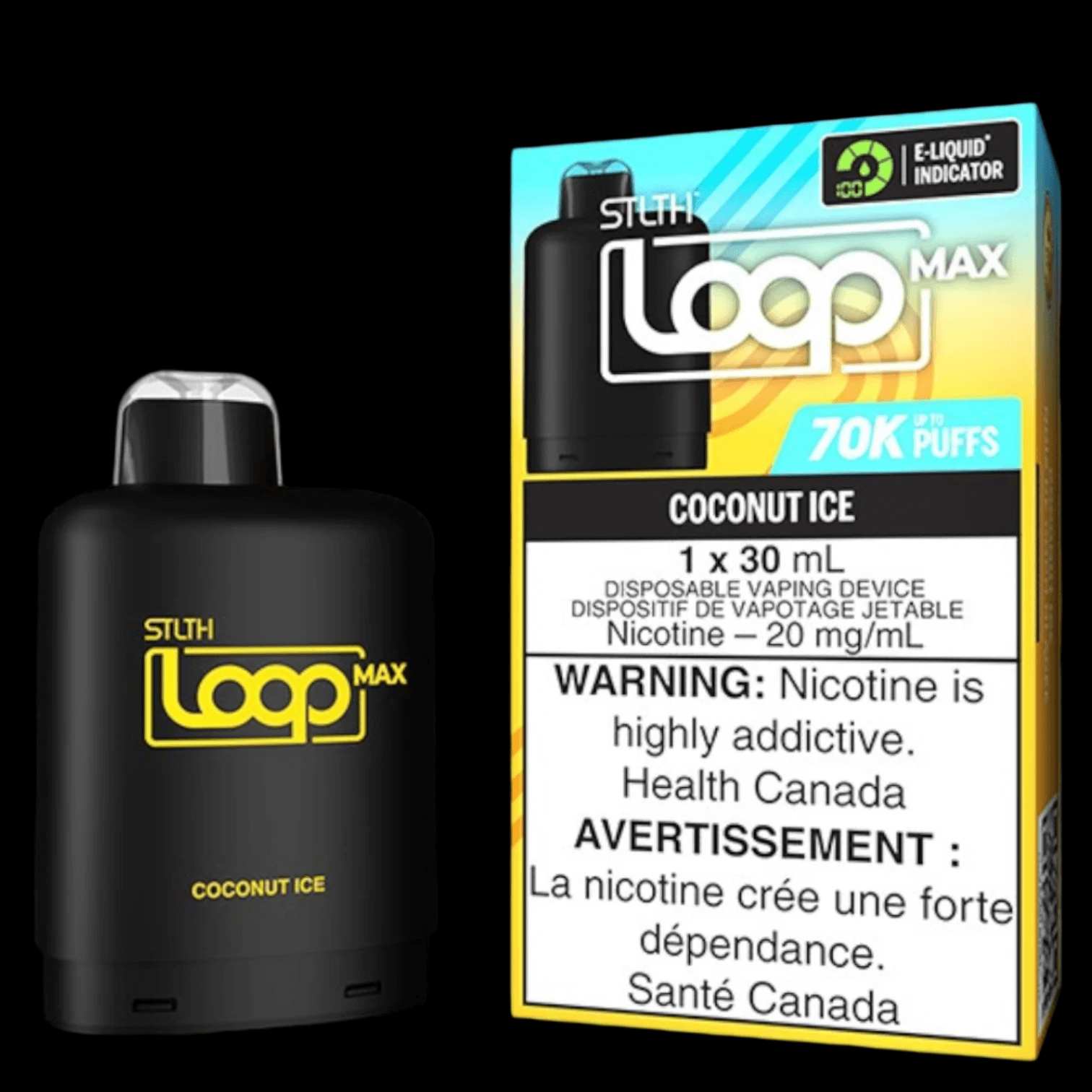 STLTH loop MAX Coconut Ice - flavor-rich disposable vape for everyday satisfaction, available in Hawkesbury, Ottawa, and across Ontario.