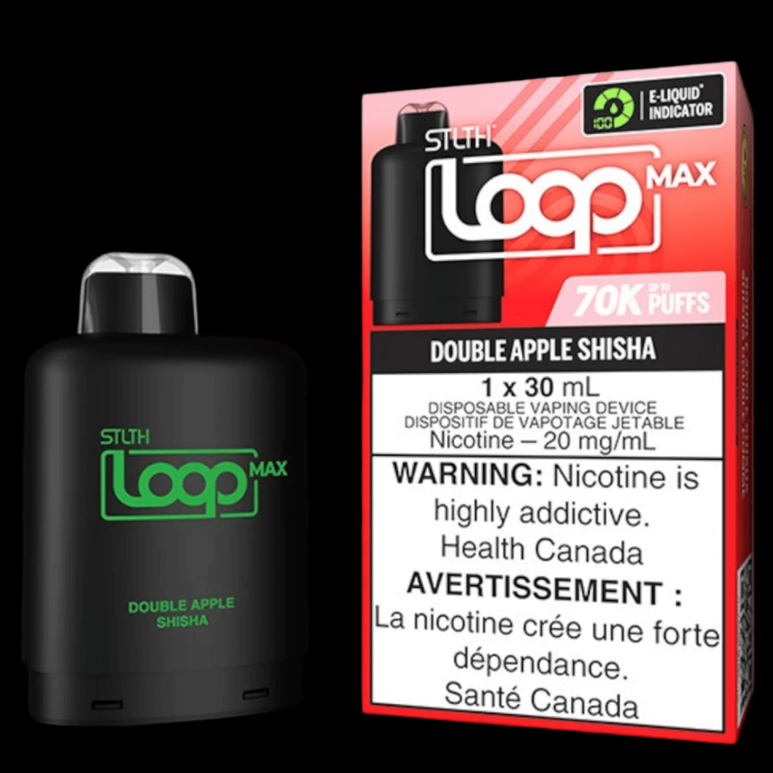 STLTH loop MAX Double Apple Shisha - flavor-rich disposable vape for everyday satisfaction, available in Hawkesbury, Ottawa, and across Ontario.