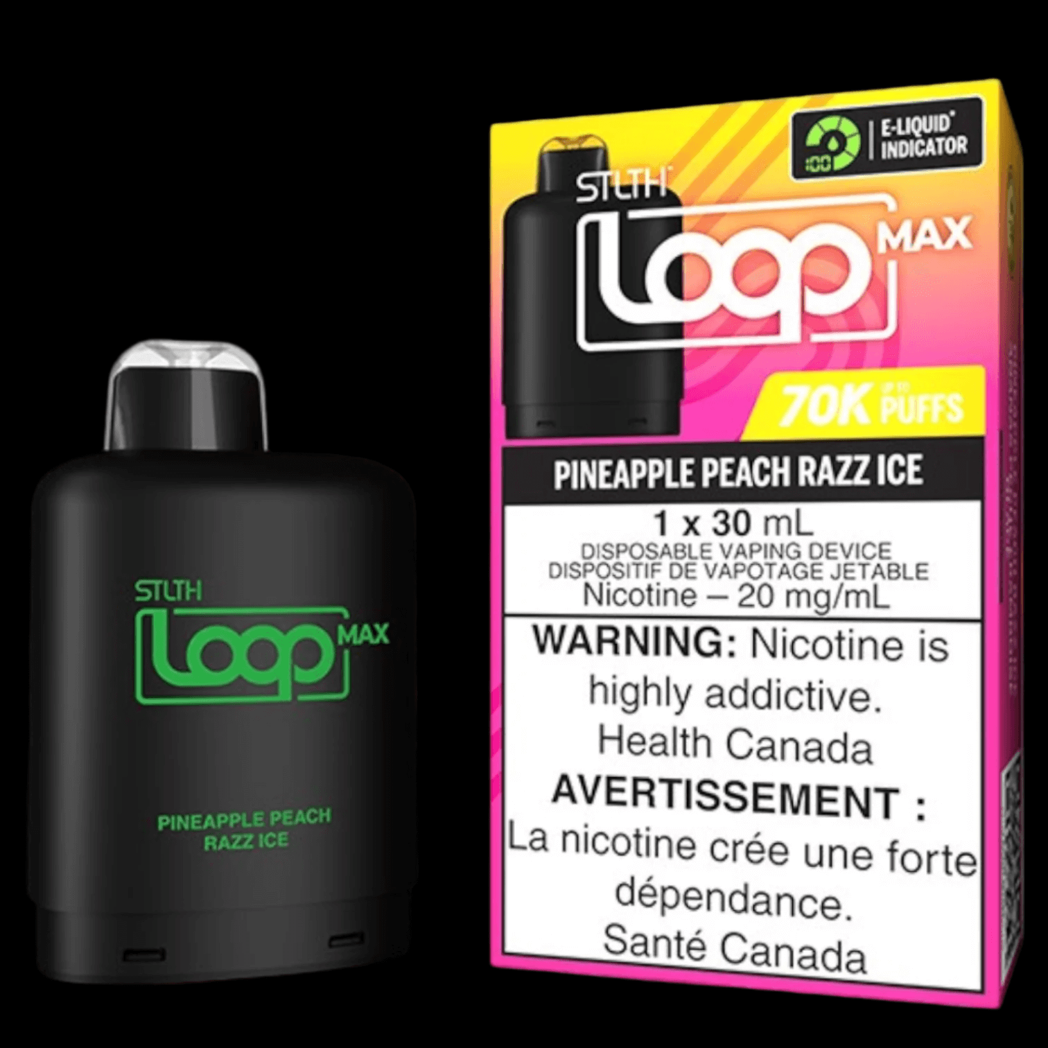 STLTH loop MAX Mango Pineapple Ice - flavor-rich disposable vape for everyday satisfaction, available in Hawkesbury, Ottawa, and across Ontario.