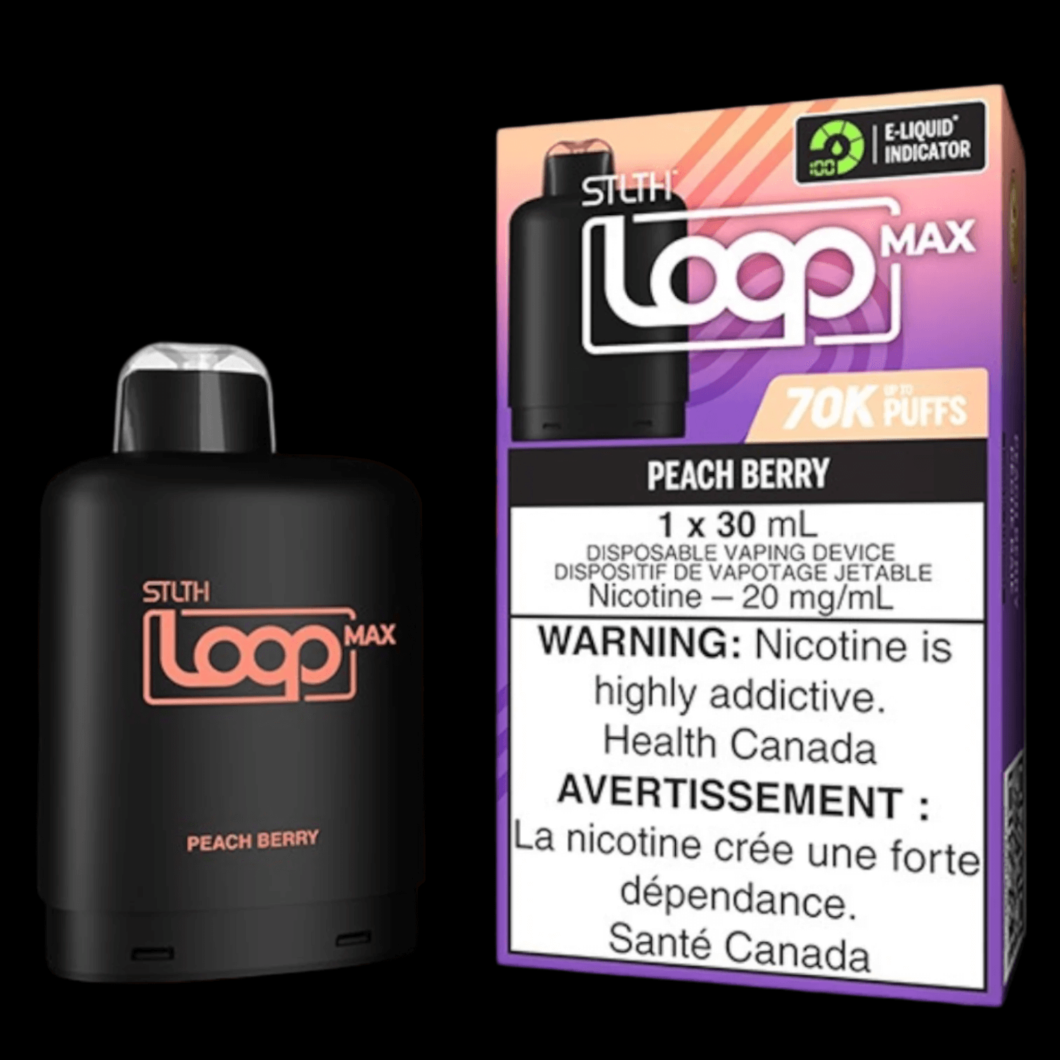 STLTH loop MAX Peach Berry - flavor-rich disposable vape for everyday satisfaction, available in Hawkesbury, Ottawa, and across Ontario.