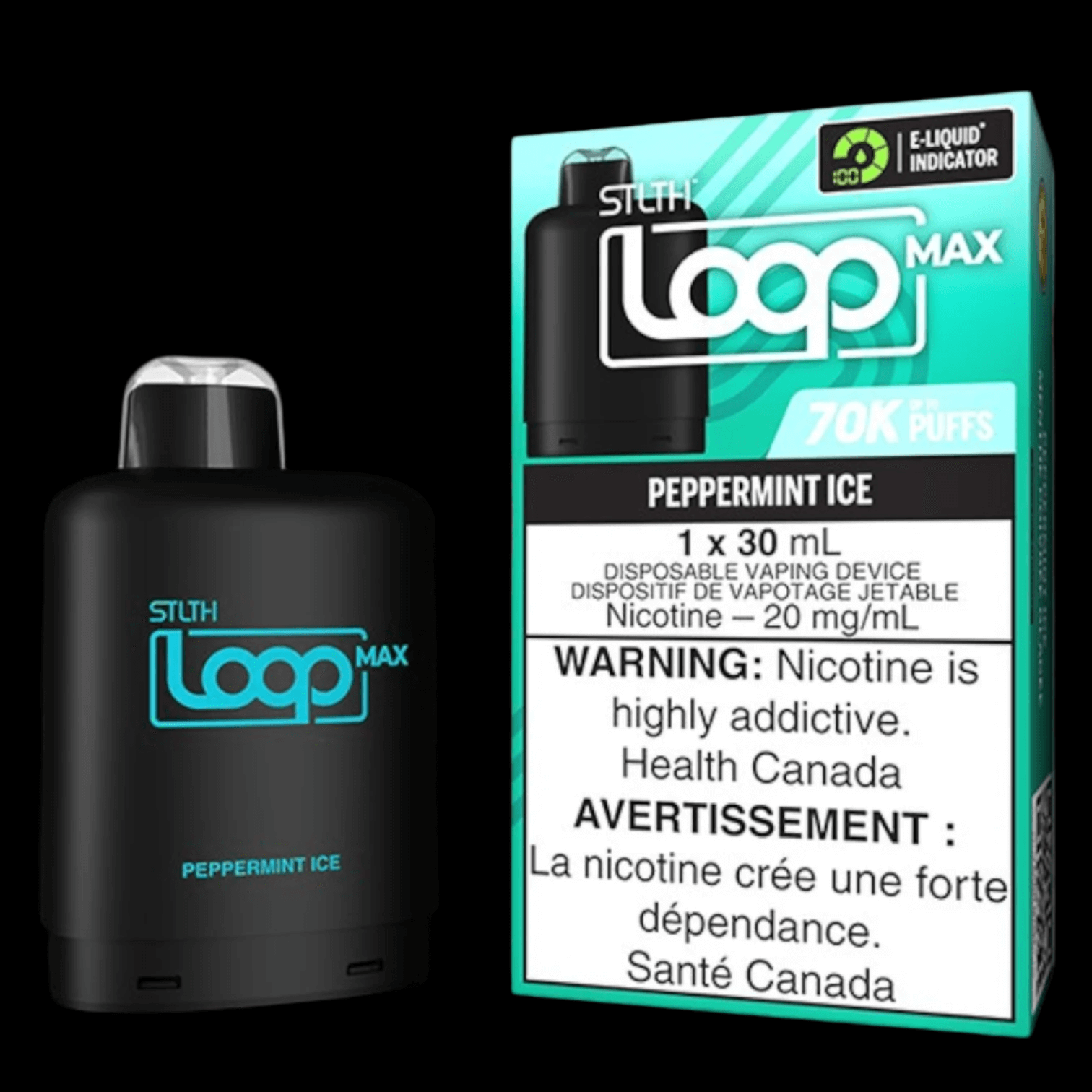 STLTH loop MAX Peppermint Ice - flavor-rich disposable vape for everyday satisfaction, available in Hawkesbury, Ottawa, and across Ontario.