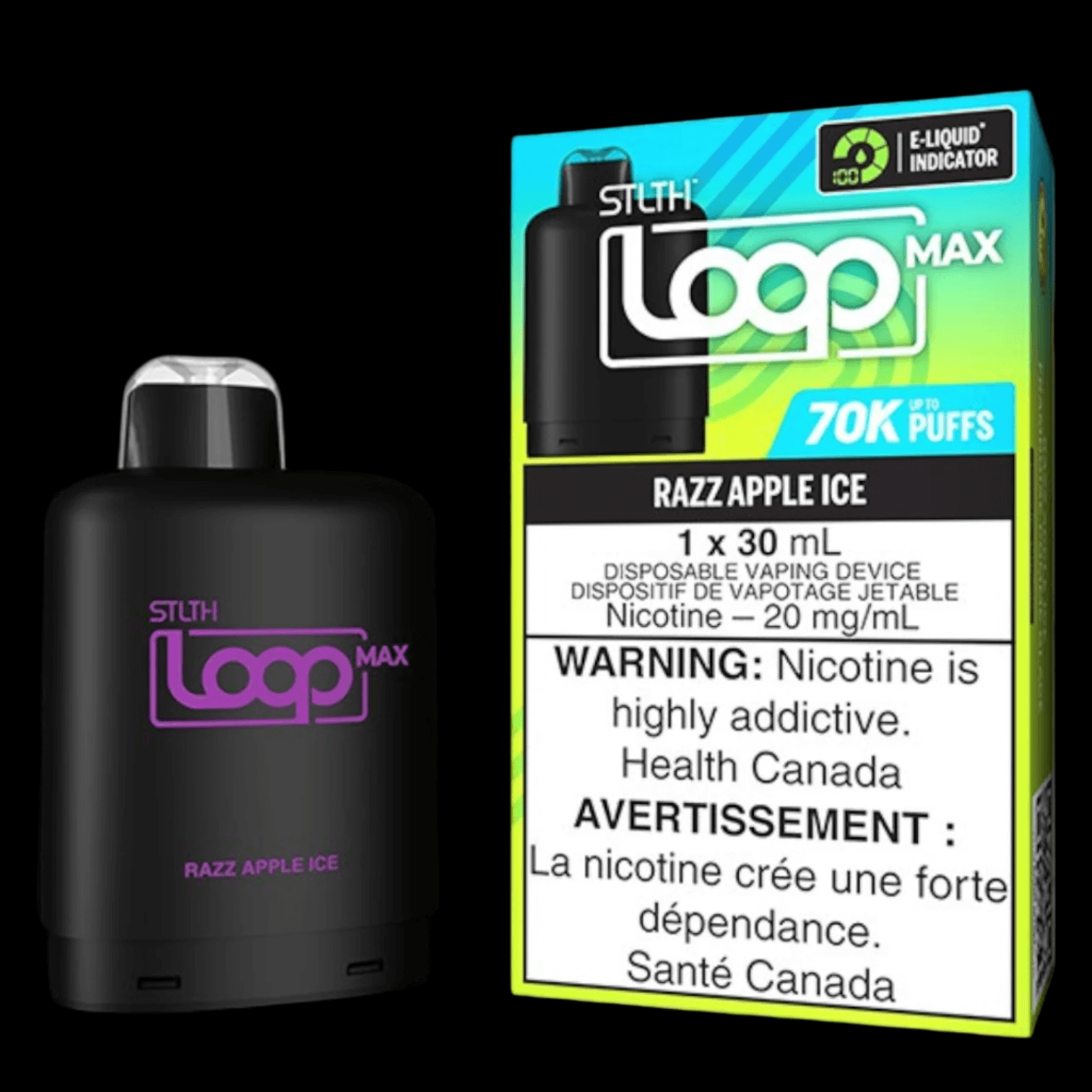 STLTH loop MAX Razz Apple Ice - flavor-rich disposable vape for everyday satisfaction, available in Hawkesbury, Ottawa, and across Ontario.