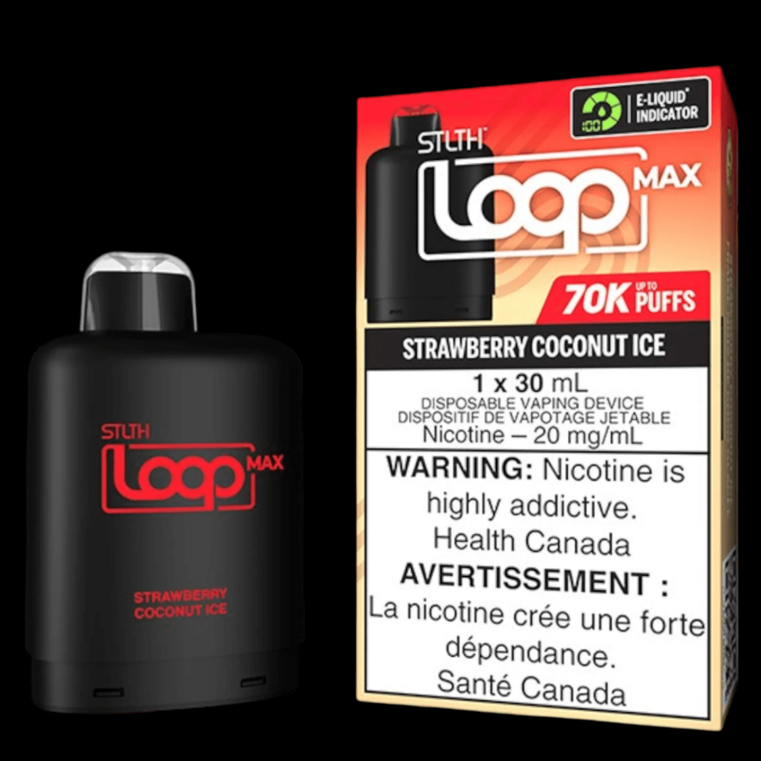 STLTH loop MAX Strawberry Coconut Ice - flavor-rich disposable vape for everyday satisfaction, available in Hawkesbury, Ottawa, and across Ontario.
