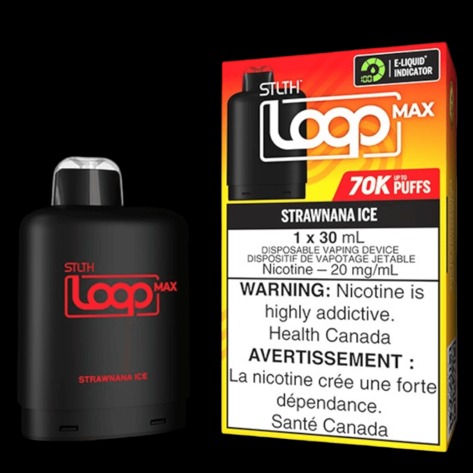 STLTH loop MAX Strawnana - flavor-rich disposable vape for everyday satisfaction, available in Hawkesbury, Ottawa, and across Ontario.