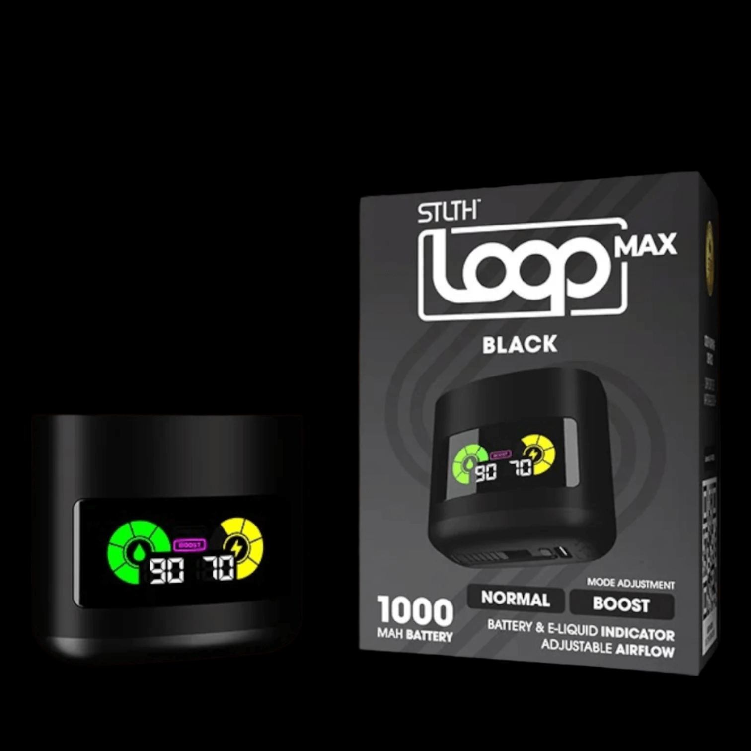 STLTH loop MAX device Black - flavor-rich disposable vape for everyday satisfaction, available in Hawkesbury, Ottawa, and across Ontario.