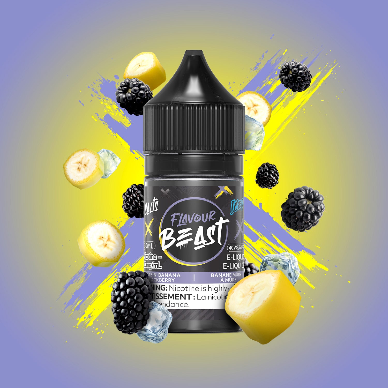 Salt Nicotine Flavour: Blazin Banana Blackberry MG: 10mg Flavour Beast e-liquid salt (30ML) | Supa Vapes - Hawkesbury, Ottawa & Ontario Vape Shop