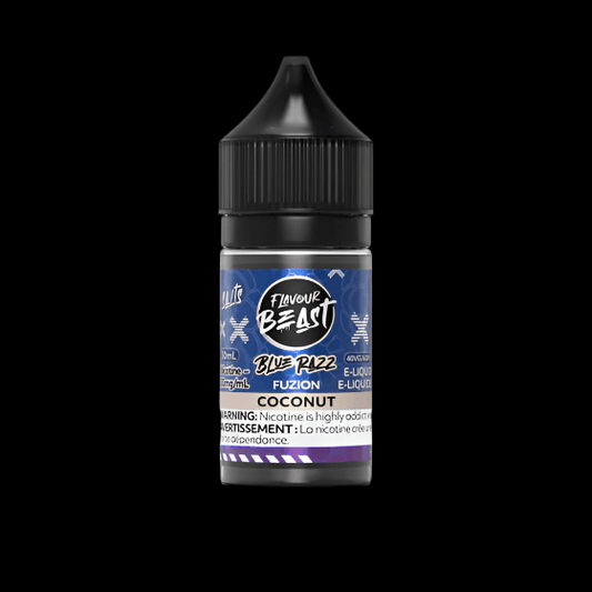 Flavour Beast E-Liquid Fuzion, Blue Razz Fuzion Coconut flavour, smooth 40VG/60PG blend for rich taste and satisfying vapor production, designed for vapers in Ontario and Quebec.