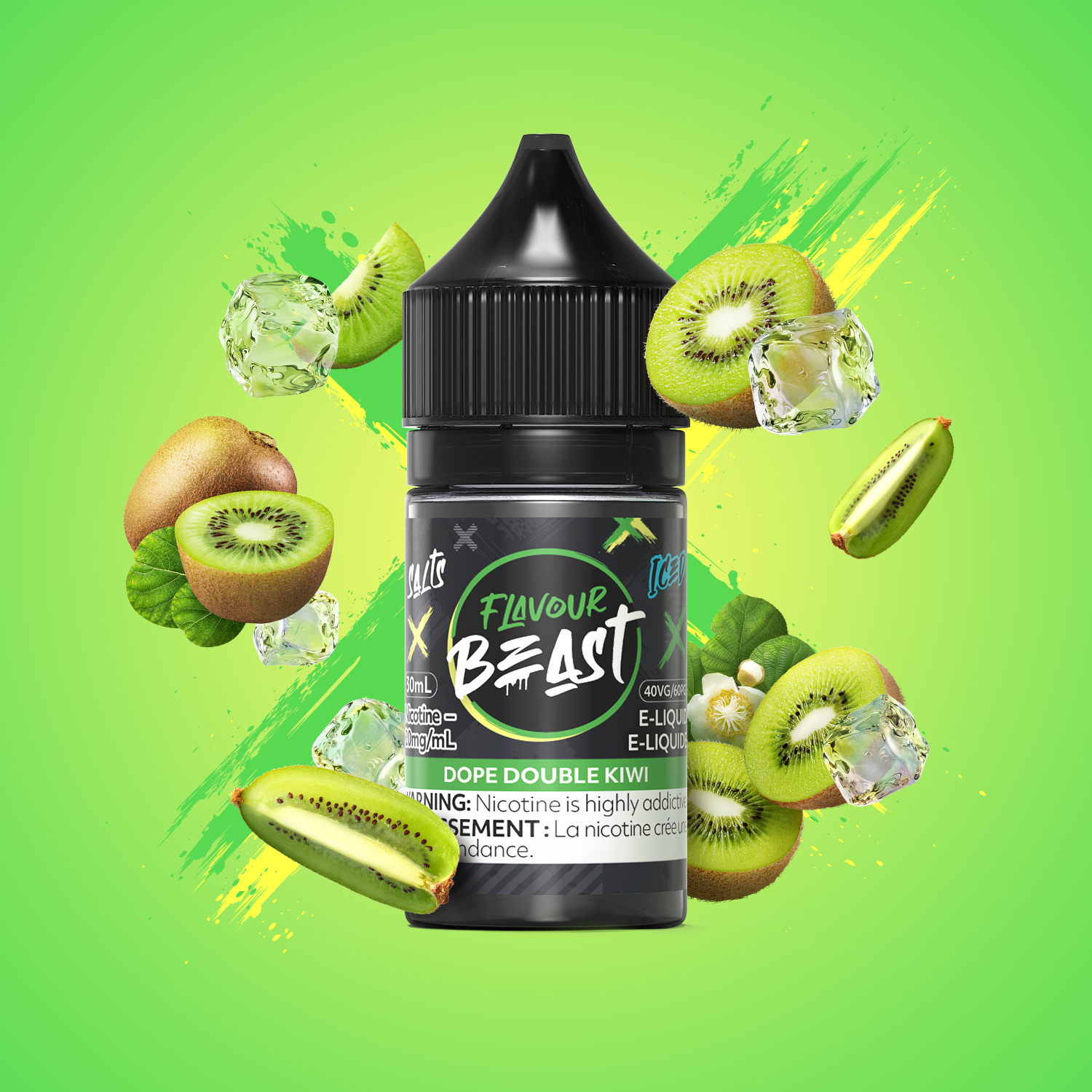 Salt Nicotine Flavour: Dope Double Kiwi Iced MG: 20mg Flavour Beast e-liquid salt (30ML) | Supa Vapes - Hawkesbury, Ottawa & Ontario Vape Shop