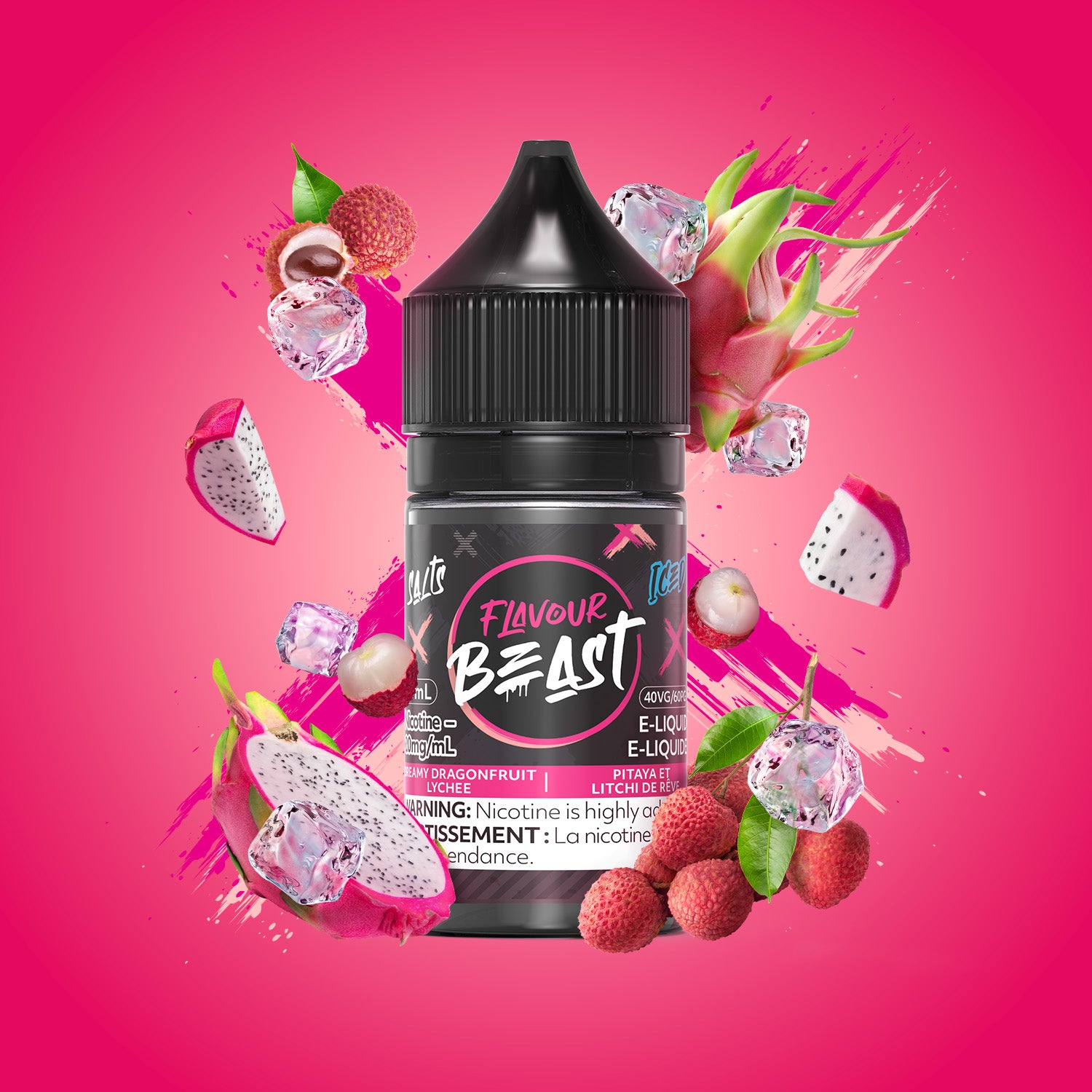 Salt Nicotine Flavour: Dreamy Dragonfruit Lychee MG: 20mg Flavour Beast e-liquid salt (30ML) | Supa Vapes - Hawkesbury, Ottawa & Ontario Vape Shop