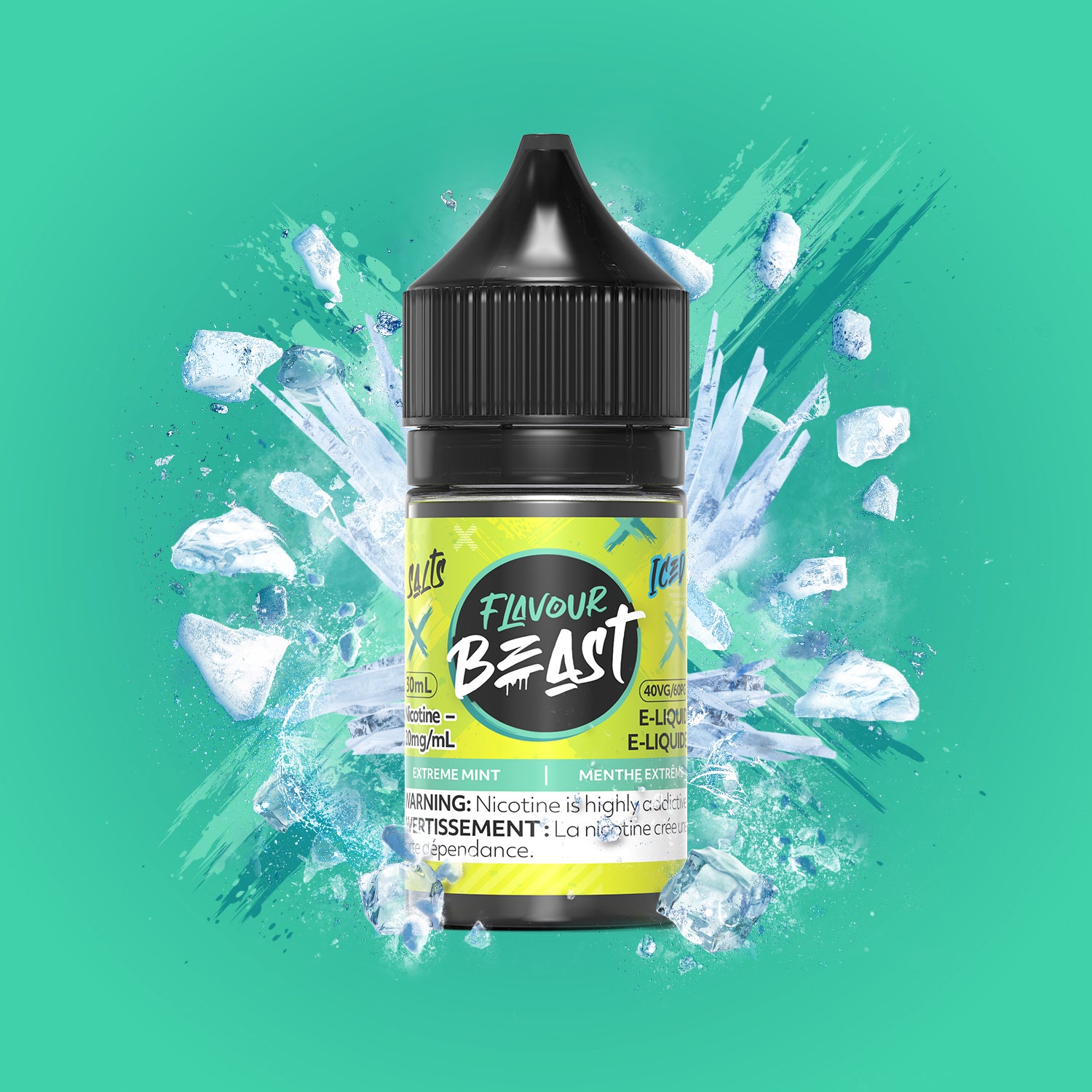 Salt Nicotine Flavour: Extreme Mint Iced MG: 10mg Flavour Beast e-liquid salt (30ML) | Supa Vapes - Hawkesbury, Ottawa & Ontario Vape Shop