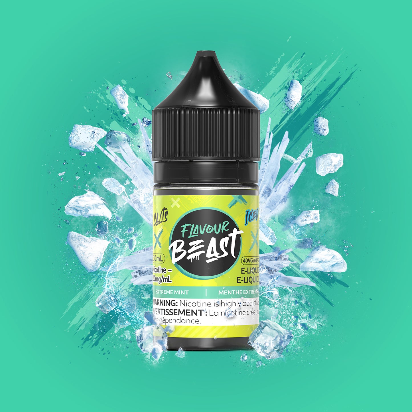 Salt Nicotine Flavour: Extreme Mint Iced MG: 20mg Flavour Beast e-liquid salt (30ML) | Supa Vapes - Hawkesbury, Ottawa & Ontario Vape Shop