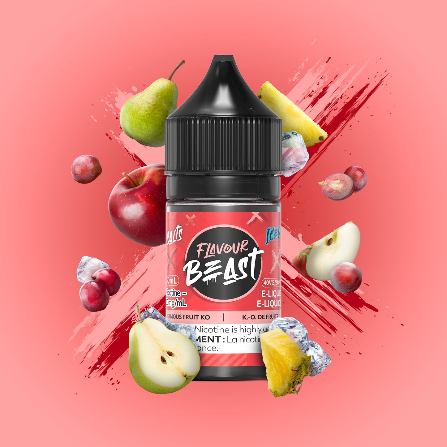 Salt Nicotine Flavour: Famous Fruit KO Iced MG: 10mg Flavour Beast e-liquid salt (30ML) | Supa Vapes - Hawkesbury, Ottawa & Ontario Vape Shop