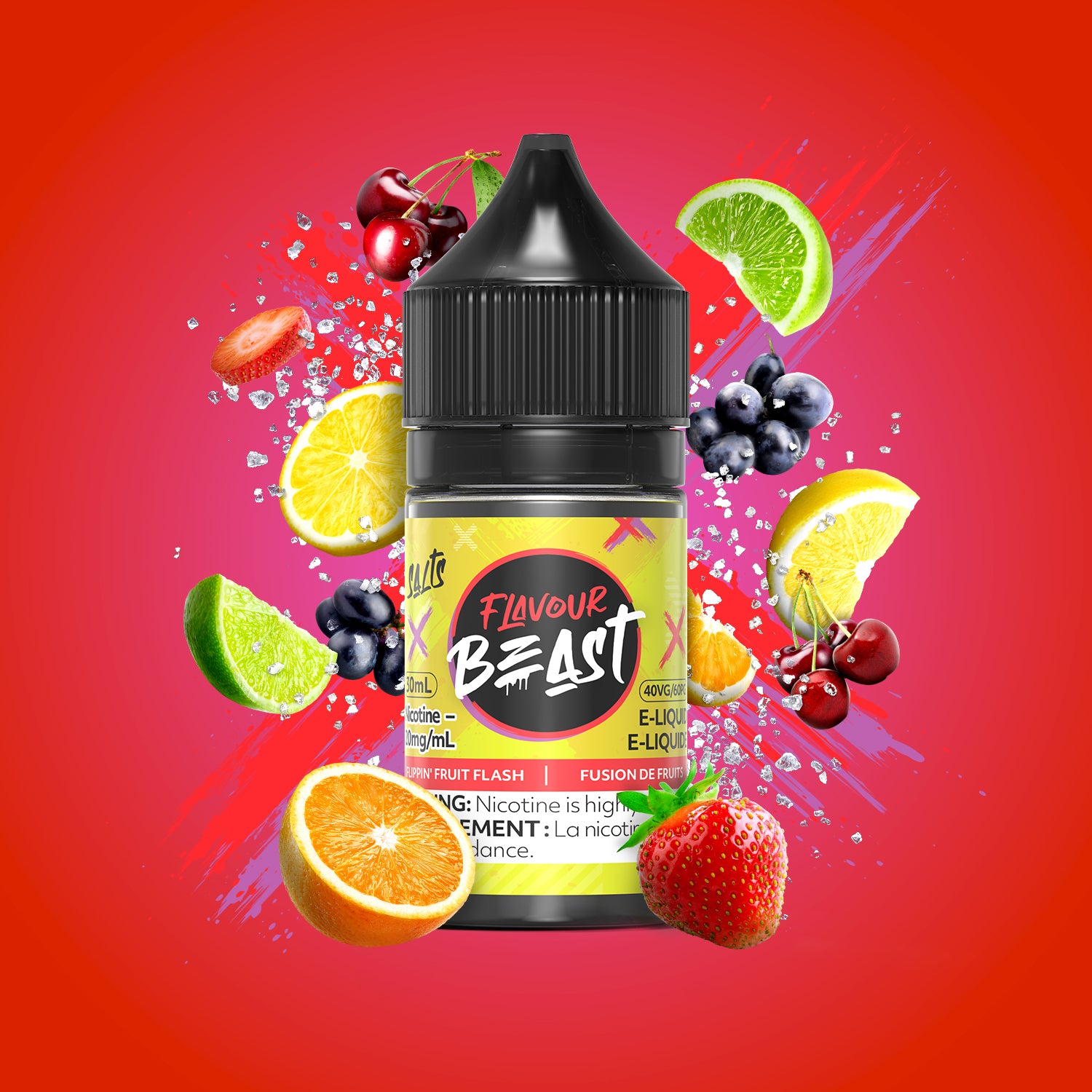 Salt Nicotine Flavour: Flippin' Fruit Flash MG: 20mg Flavour Beast e-liquid salt (30ML) | Supa Vapes - Hawkesbury, Ottawa & Ontario Vape Shop