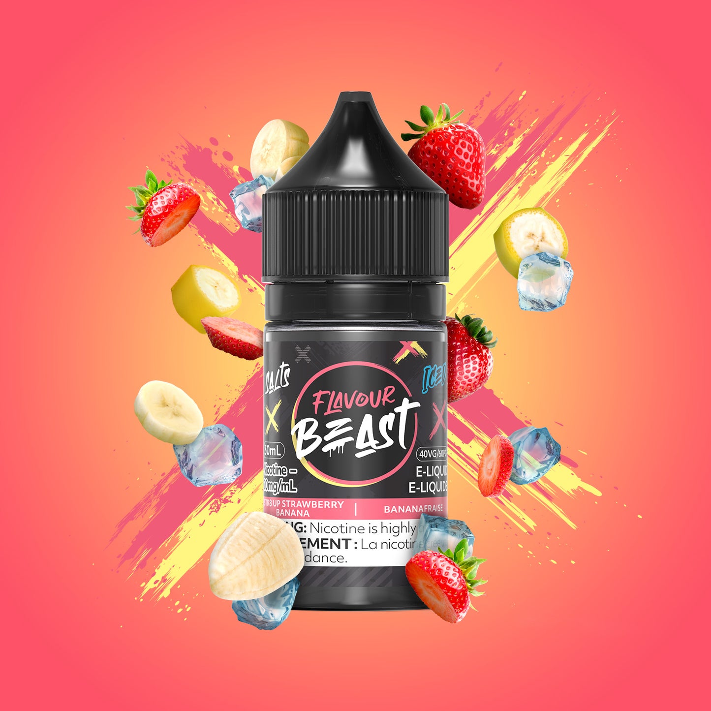 Salt Nicotine Flavour: STR8 Up Strawberry Banana MG: 20mg Flavour Beast e-liquid salt (30ML) | Supa Vapes - Hawkesbury, Ottawa & Ontario Vape Shop