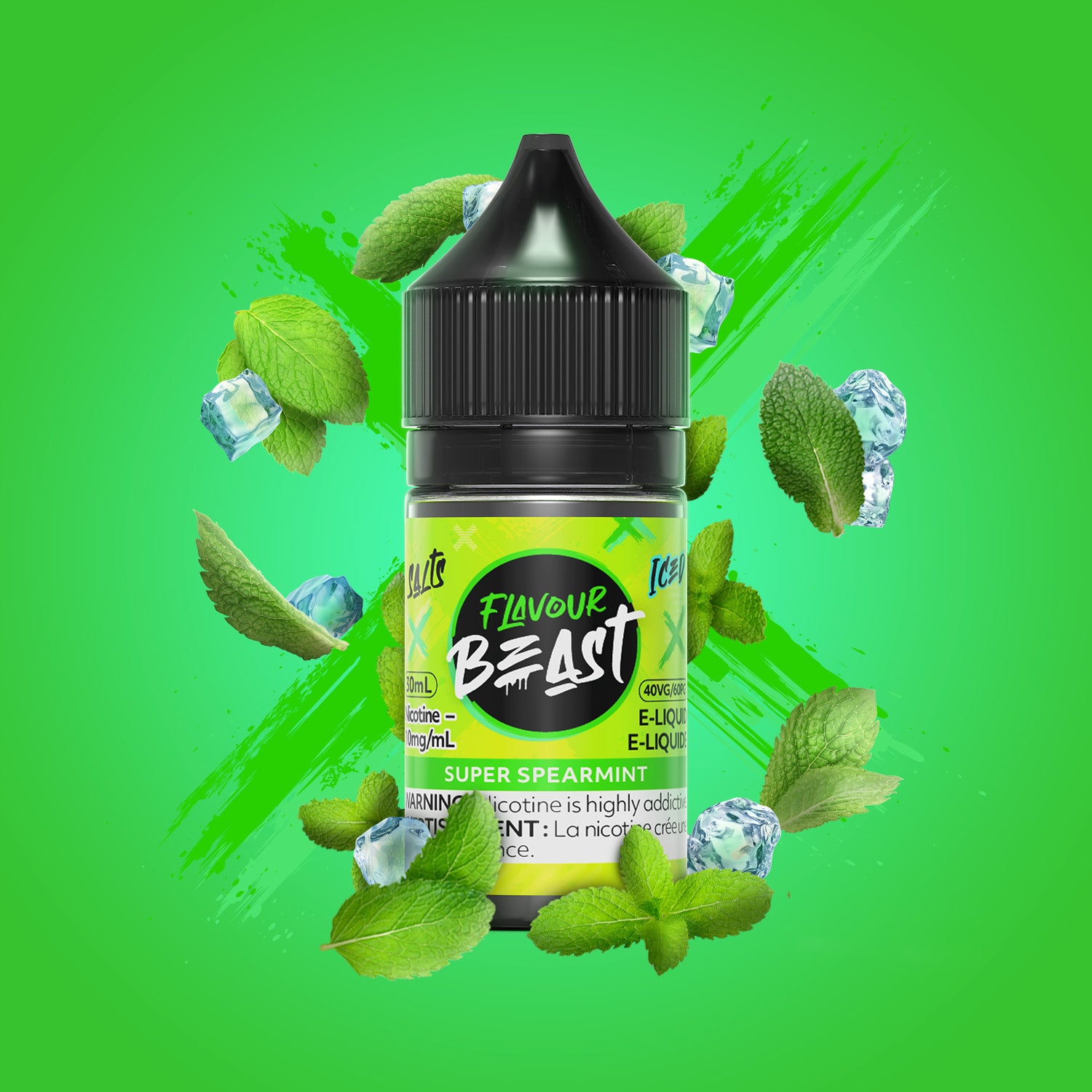 Salt Nicotine Flavour: Super Spearmint MG: 20mg Flavour Beast e-liquid salt (30ML) | Supa Vapes - Hawkesbury, Ottawa & Ontario Vape Shop