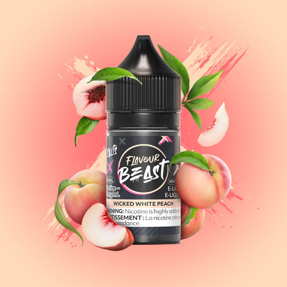 Salt Nicotine Flavour: Wicked White Peach MG: 20mg Flavour Beast e-liquid salt (30ML) | Supa Vapes - Hawkesbury, Ottawa & Ontario Vape Shop