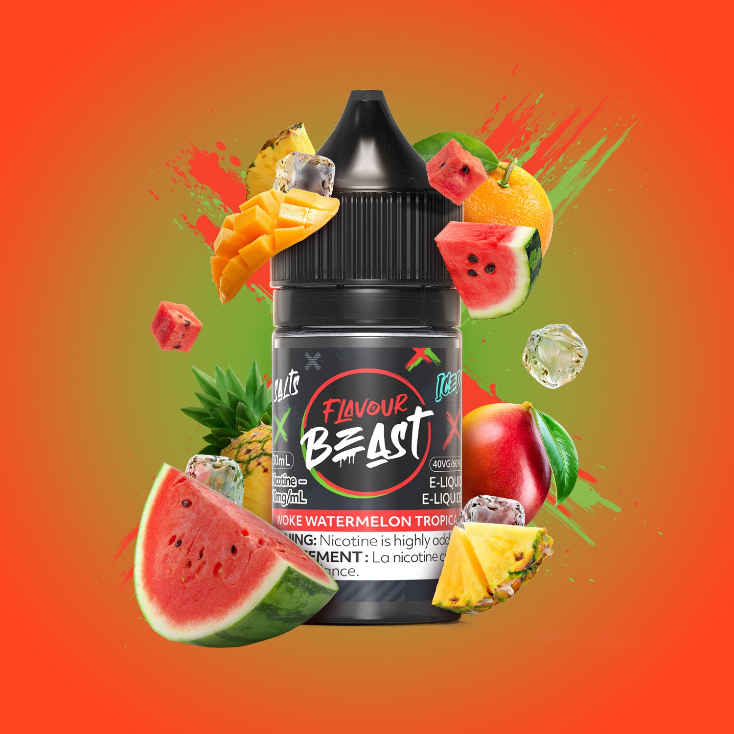 Salt Nicotine Flavour: Woke Watermelon Tropica MG: 20mg Flavour Beast e-liquid salt (30ML) | Supa Vapes - Hawkesbury, Ottawa & Ontario Vape Shop