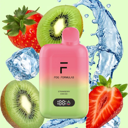 Series 15000 Disposable FOG Formulas Series with strawberry and kiwi ice background.