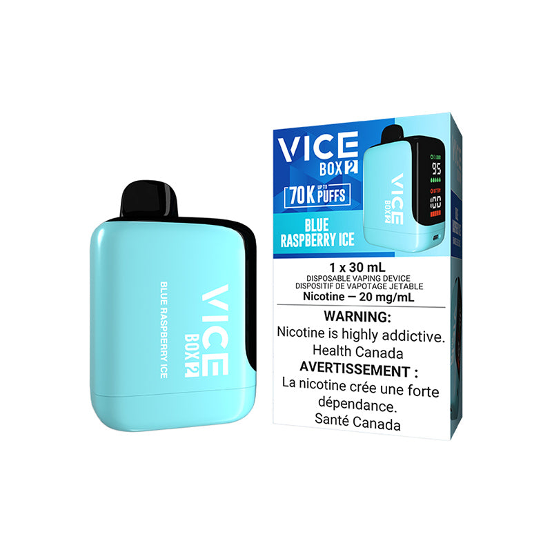 VICE Box 2, Blueberry Frost flavour, long-lasting performance with customizable airflow, ideal for Ontario and Quebec vapers.