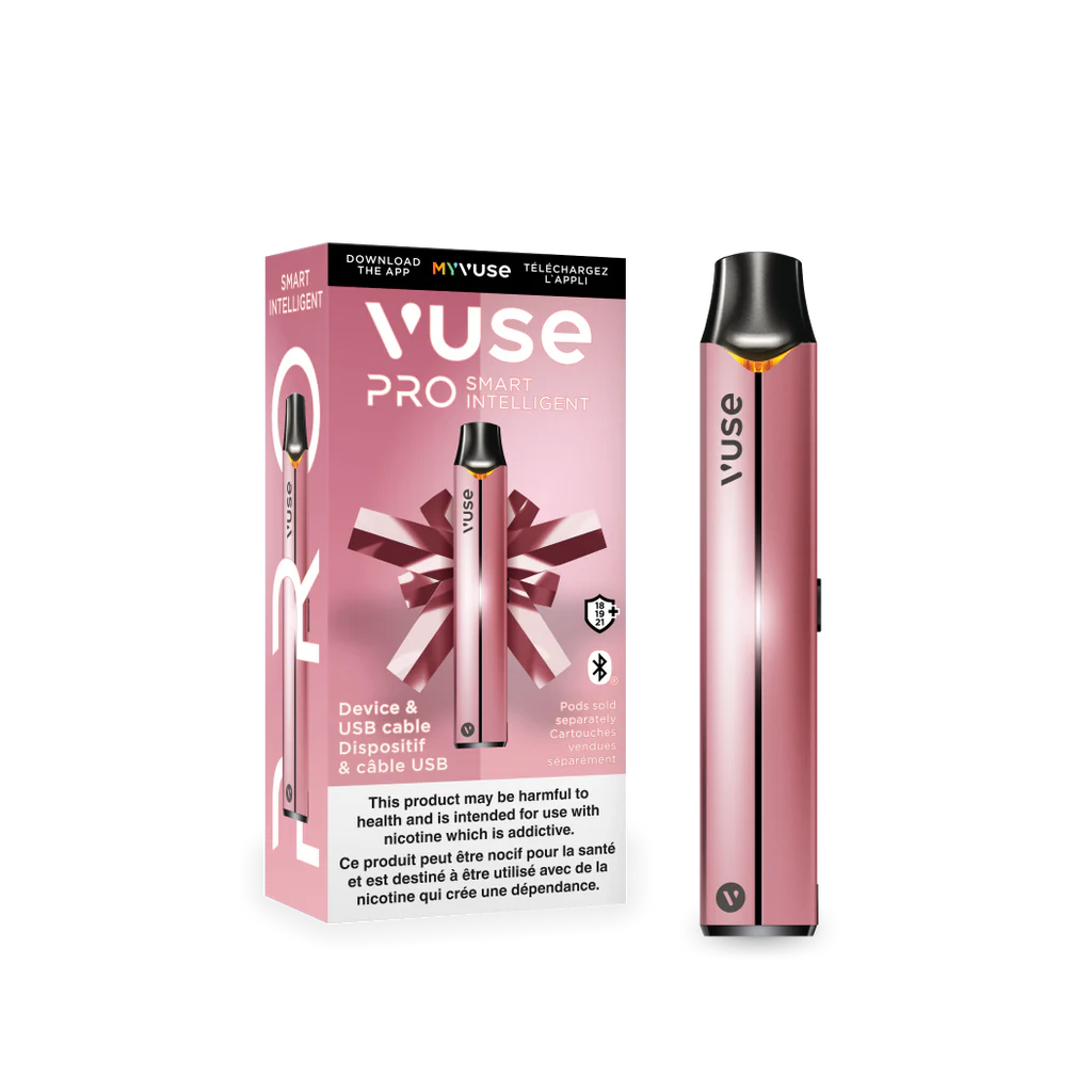 VUSE PRO Smart Solo Device, Gold colour, fast charging with smart app features, compact vape device ideal for Ontario and Quebec vapers.
