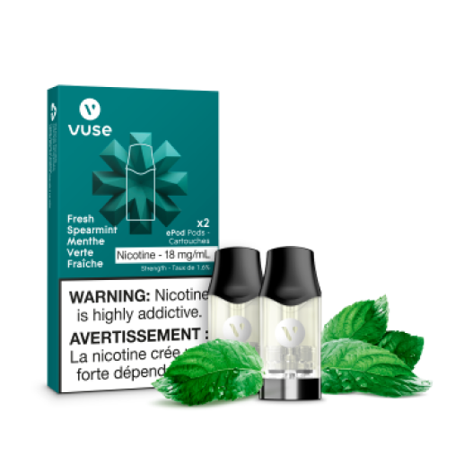 VUSE Epods (2 PCK), Polar Mint flavour, 2% (20mg) nicotine strength, compatible with Vuse ePod 2 devices for smooth draw-activated vaping, ideal for Ontario and Quebec vapers.