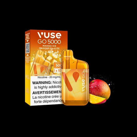 Vuse GO 5000 Disposable, Clear Ice Tobacco flavour, smooth and flavourful vaping with 5,000 puffs, rechargeable convenience, ideal for Ontario and Quebec customers.