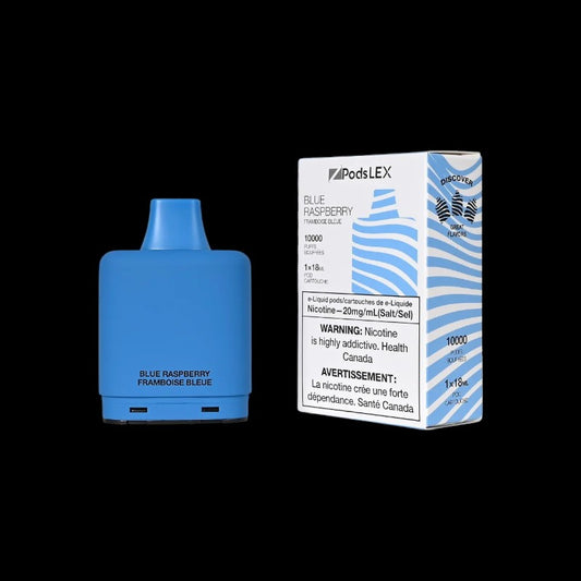 Z Pods LEX, Blue Raspberry flavour, clearance edition, refreshing and bold vape pod, compatible with Level X devices, ideal for vapers in Ontario and Quebec.