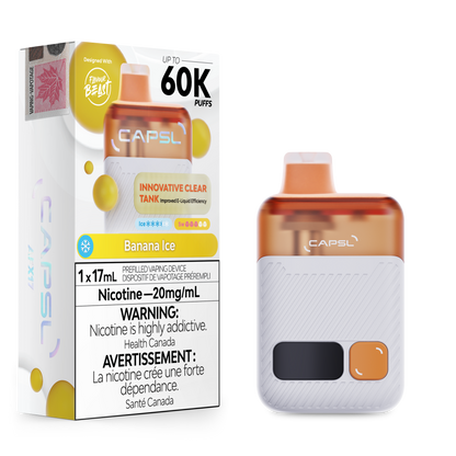 CAPSL AFX17 Disposable Vape in Banana Ice flavour - 17mL capacity e-cigarette.