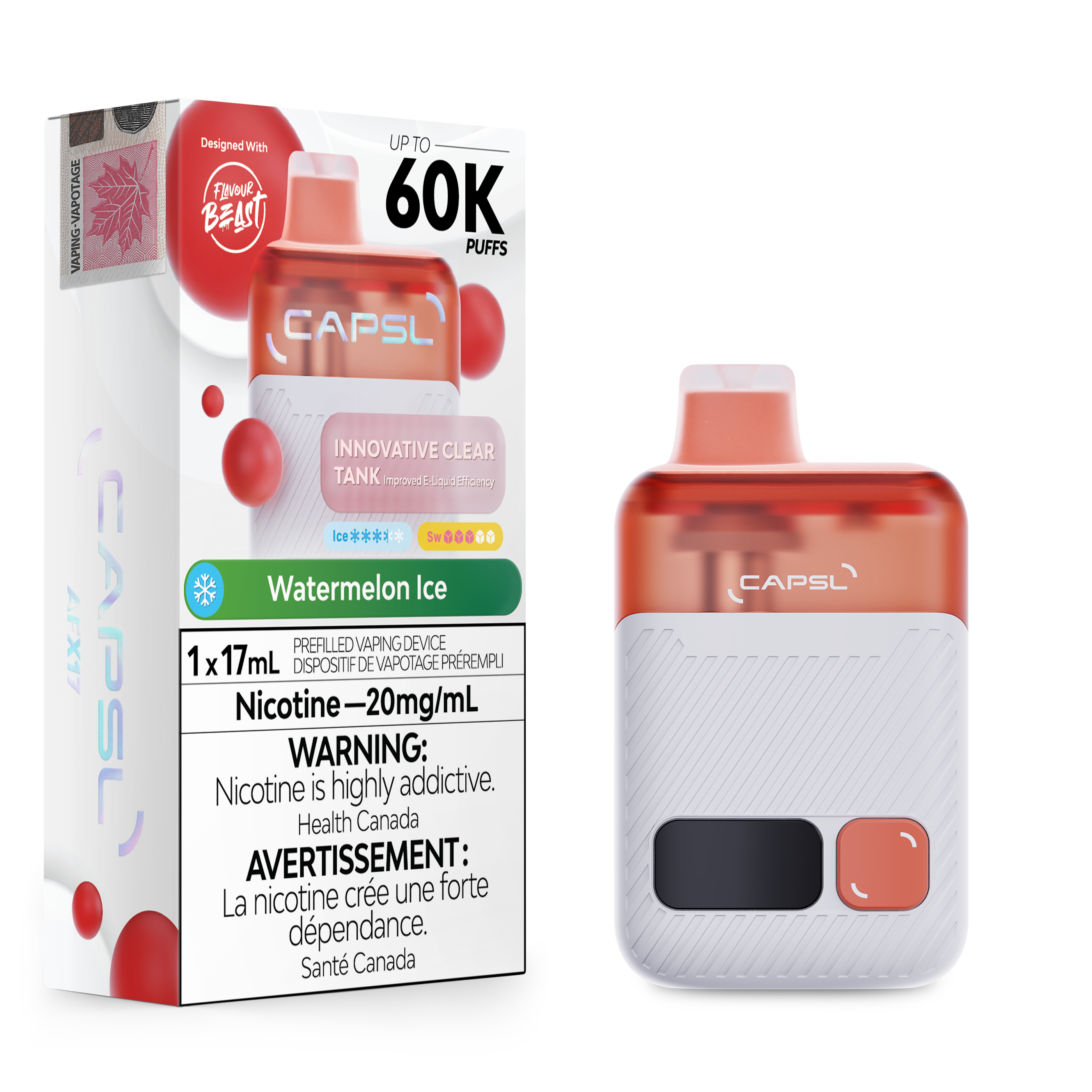 CAPSL AFX17 Disposable Vape in Flavor WatermelonIce flavour - 17mL capacity e-cigarette.