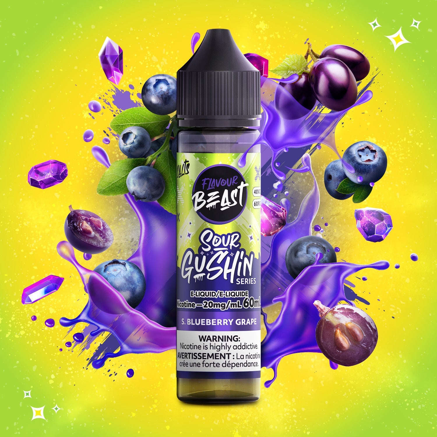 Flavour Beast Gushin Salt E-Liquid 60mL S. Blueberry Grape - Supa Vapes