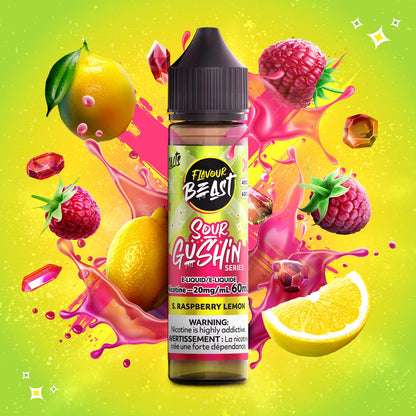 Flavour Beast Gushin Salt E-Liquid 60mL S. Raspberry Lemon - Supa Vapes