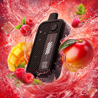 Flavour Beast Mode Max 3 60K disposable vape in Ragin' Razz Mango Iced flavour, 60,000 puffs, 20mg salt nicotine, available at Supa Vapes Canada.