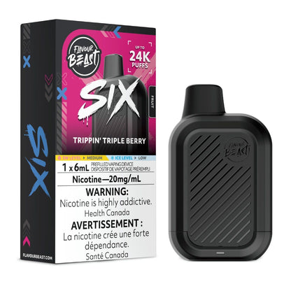 Flavour Beast SIX disposable vape in Trippin' Triple Berry flavour, 24,000 puffs, 6mL | Supa Vapes Canada
