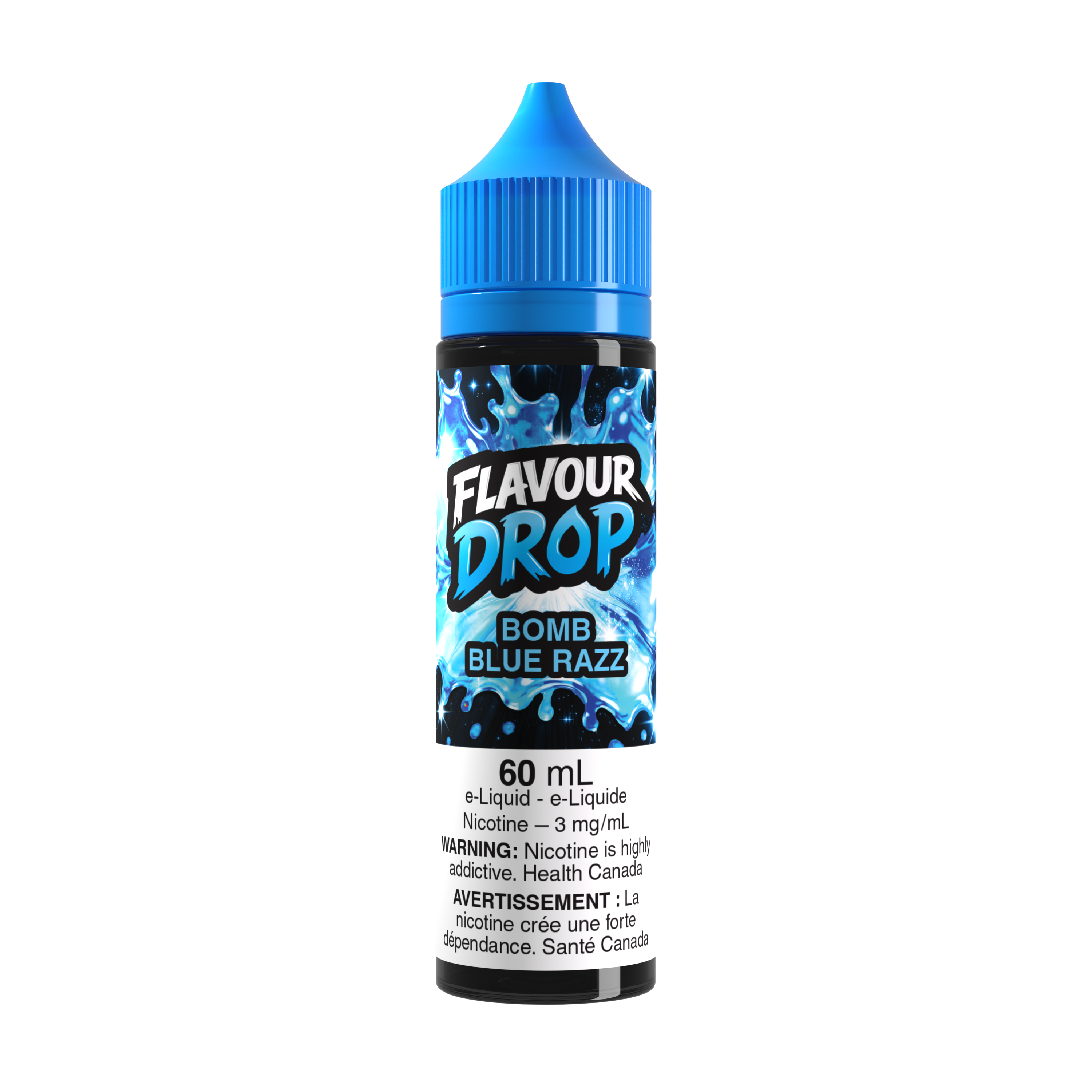 Flavour Drop Freebase Bomb Blue Razz 60mL e-liquid bottle