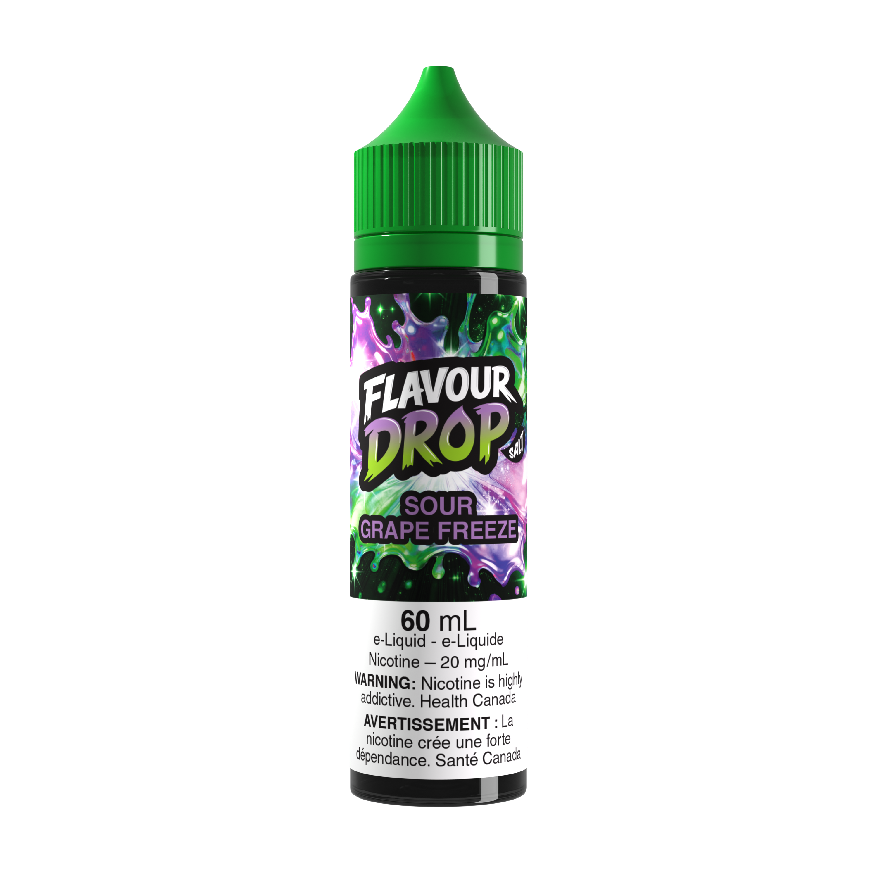 Flavour Drop Salt Sour Grape Freeze 60mL salt nicotine e-liquid bottle